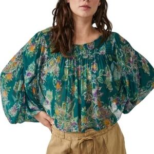 Free People Women's Up for Anything Top, Emerald Combo, XS NWT